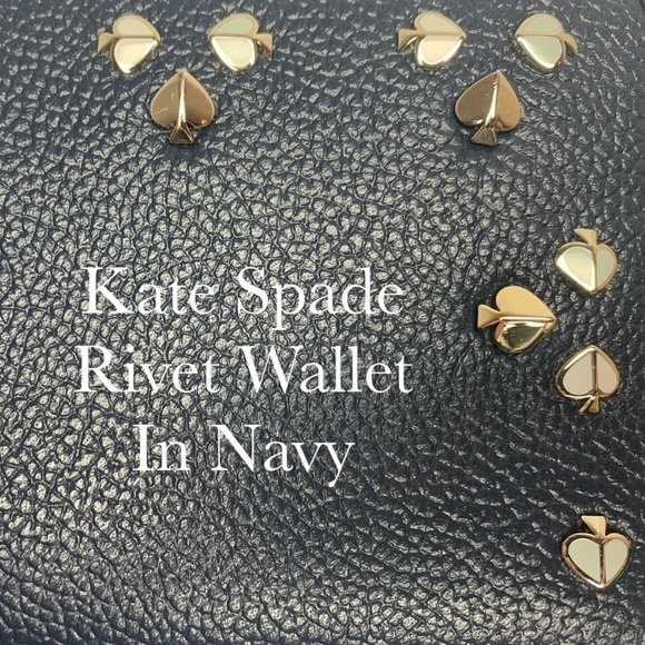Kate Spade Navy Rivet Leather Wallet Full-Sized - Picture 3 of 3